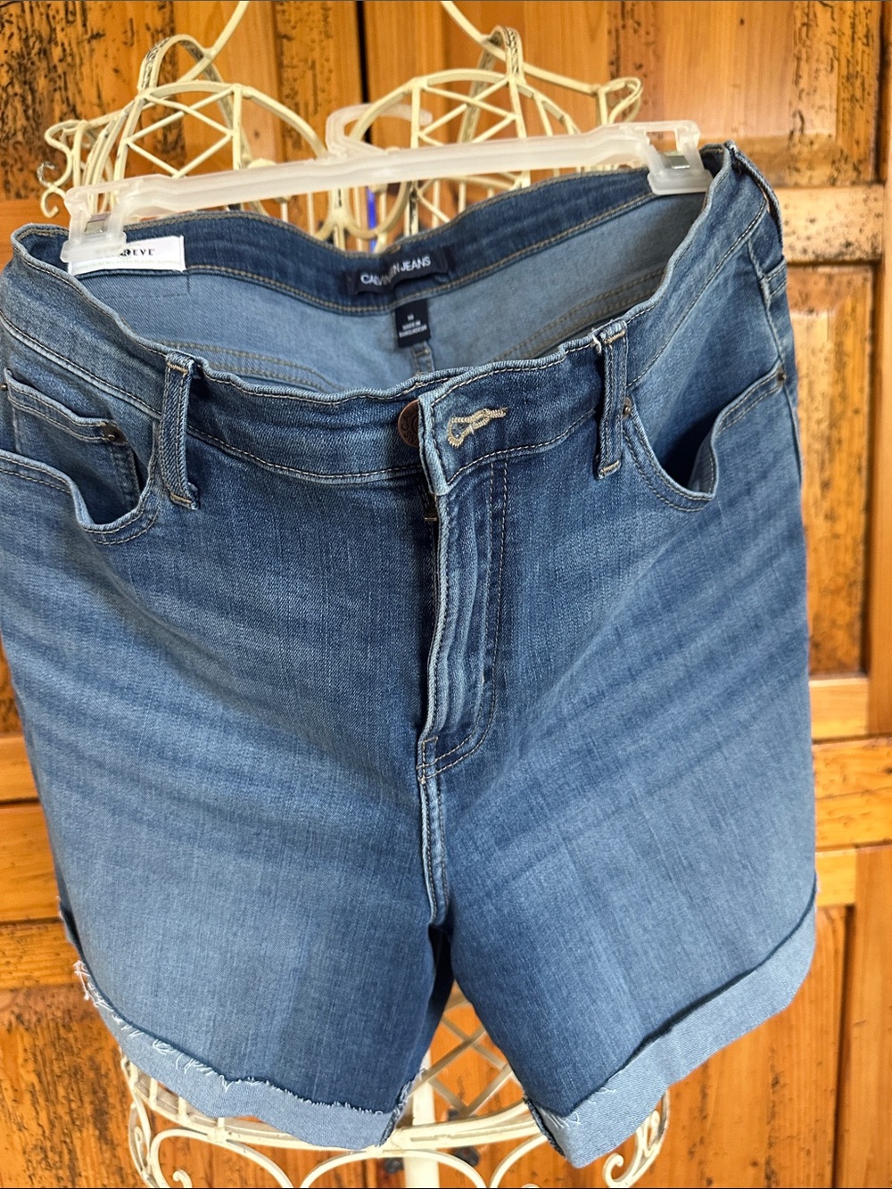 Calvin Klein Medium Blue Cuffed Denim Shorts